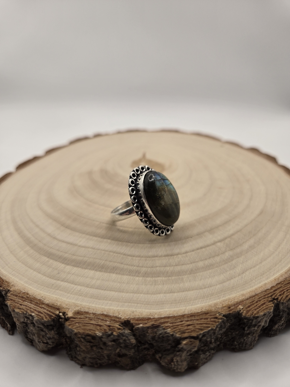 Handmade Labradorite Statement Ring – Size 9